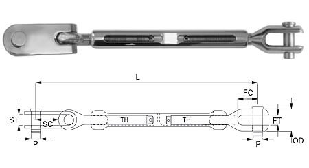 Turnbuckle Marine Body Toggle Fork